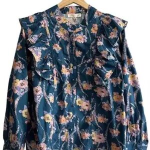 LoveShackFancy Beatrix Ruffle Blouse in Midnight Floral